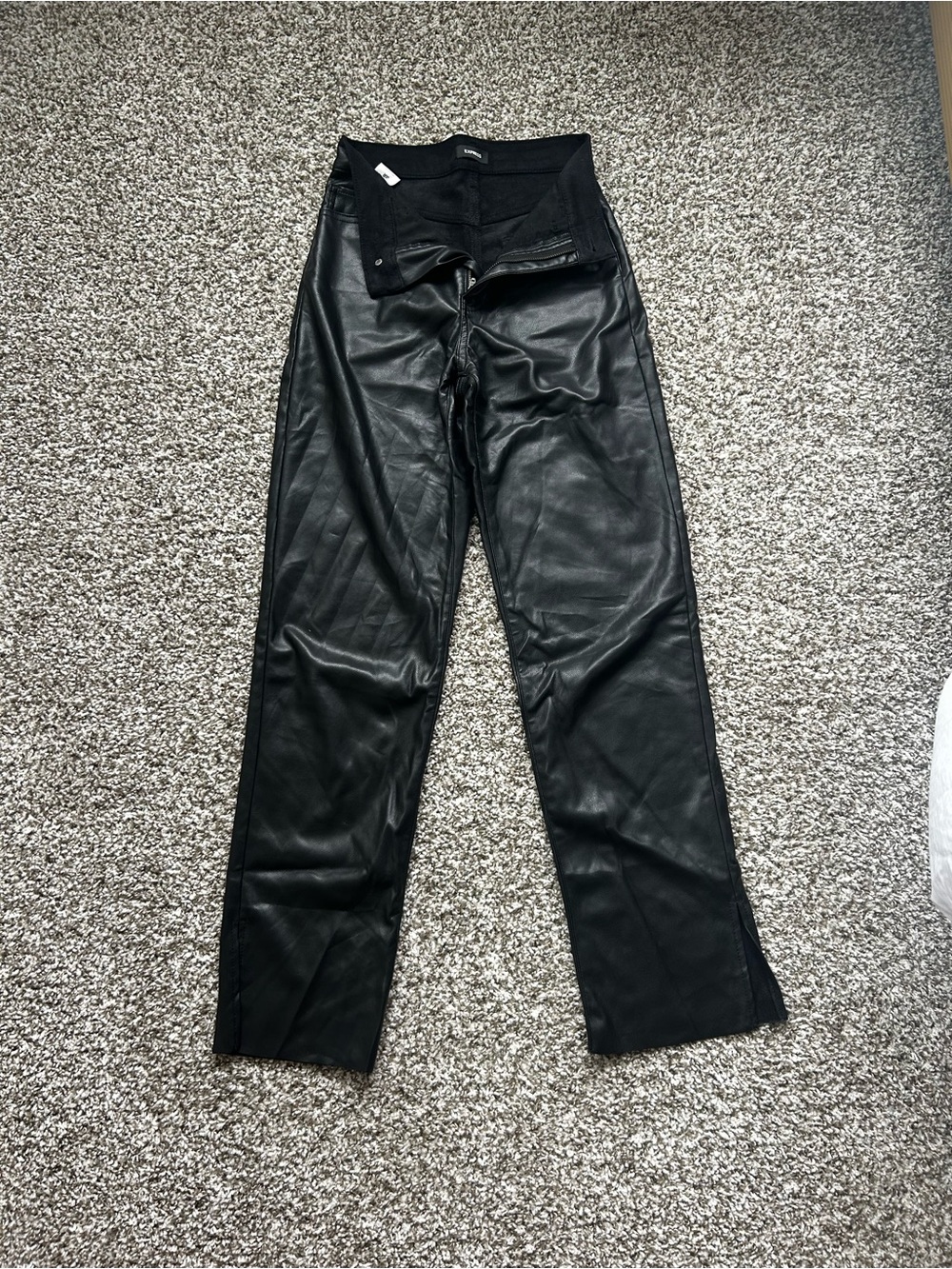 Express Black Faux Leather Boot Cut Pants